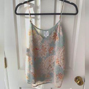 Francesca's mint with floral detail spaghetti strap top size XS
